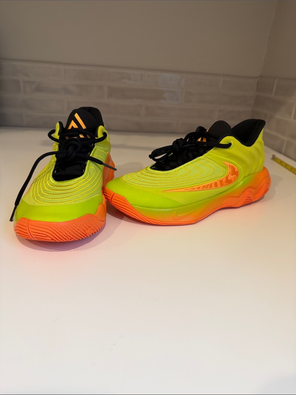 Nike Giannis Immortality 4 Kids Neon Yellow and Orange Low-Top Sneakers